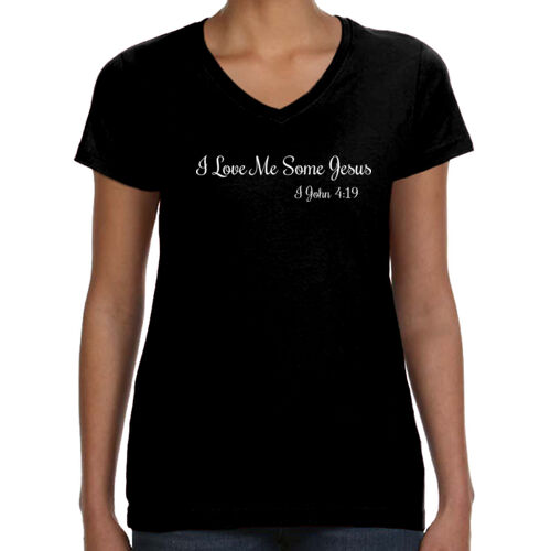 Womens V-Neck-Love Me Some Jesus Tee Thumbnail