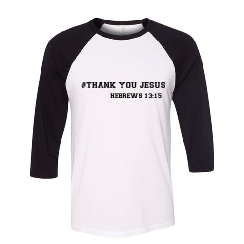 Mens- Baseball 3/4 Tee-# Thank You Jesus Thumbnail