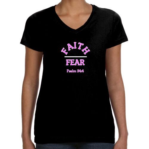 Women V-Neck Tee - Faith Over Fear Thumbnail